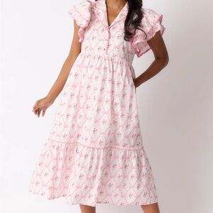 NWT Pink Floral Ruffle Maxi Dress Large